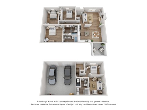 Floor plan for 4 beds, 3 baths, 1959 sqft